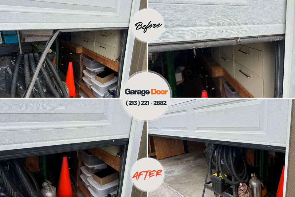Before and after: garage door repair Hettinger, ND